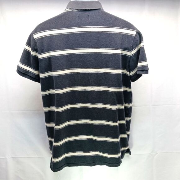 Polo Jean Company Ralph Lauren Men's XL 2 Button Grey/Cream Stipe Polo. Vintage. - Picture 6 of 12